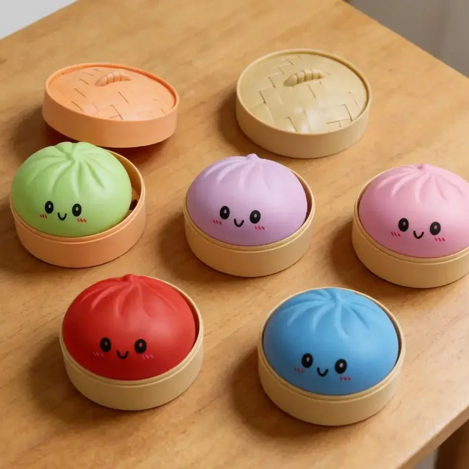 Niedliches Buntes Dumpling-Squishy – Weiches Slow-Rising Brötchen-Knautsch-, Fidget- & Sensorikspielzeug zum Stressabbau für Kinder und Erwachsene Kaufschwan®
