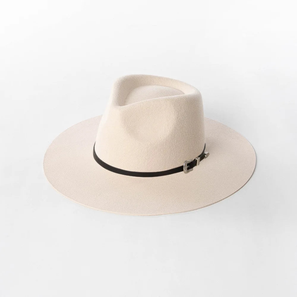 Herbst & Winter Unisex Woll-Fedora Hut – Vintage Jazzhut mit Krone & Schwarzem Lederband, Stylischer Hut mit Breiter Krempe