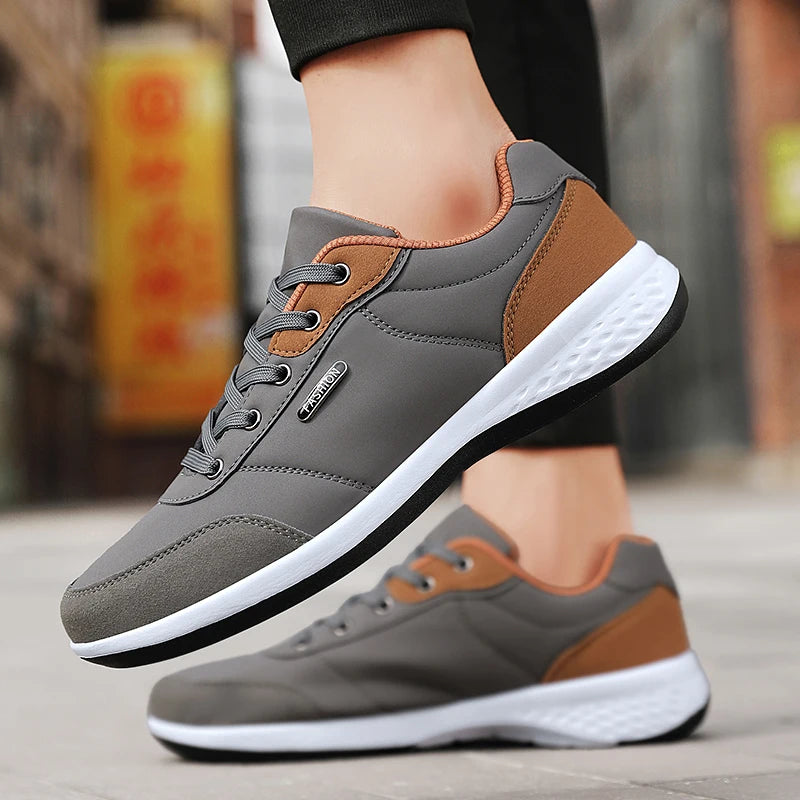 Herren Ledersneaker – Trendige Sportschuhe | Atmungsaktive & Rutschfeste Freizeitschuhe für Reisen & Alltag Kaufschwan®