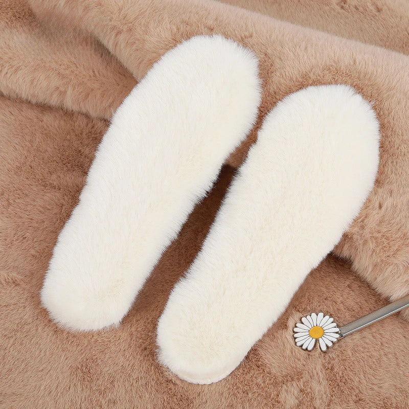 Plüsch Baumwoll Einlegesohlen – Imitiertes Fell, Thermo Winter Sohlen für Damen & Herren, Weiche Schuhpolster für Stiefel Kaufschwan® Weiß 35-36(230mm)