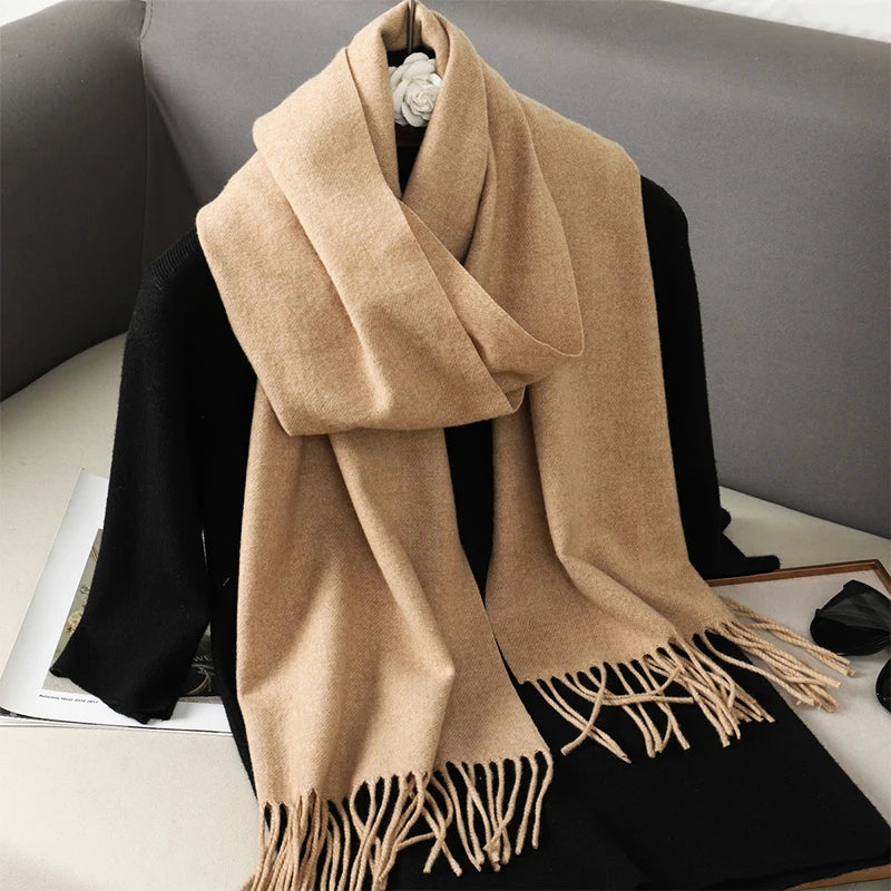 Bunte Winter Schals für Damen | Langer Kaschmir-Optik Wärmeschal | Einfarbig Hijab, Umschlagtuch & Pashmina Kopftuch