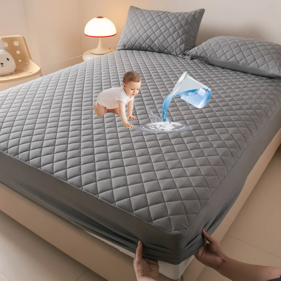 Wasserdichter Matratzenschoner – Anti-Milben, Weich & Atmungsaktiv im Spannbettlaken-Stil | Komfortabler Matratzenbezug (Ohne Kissenbezug) Kaufschwan® Dunkelgrau 200x220x30cm