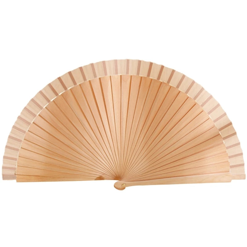 Eleganter Holzfächer | Klassischer Spanischer Faltfächer | Einfarbiger Vintage-Handfächer für Hochzeiten, Partys & Tanzaufführungen Kaufschwan® Holzfarbe