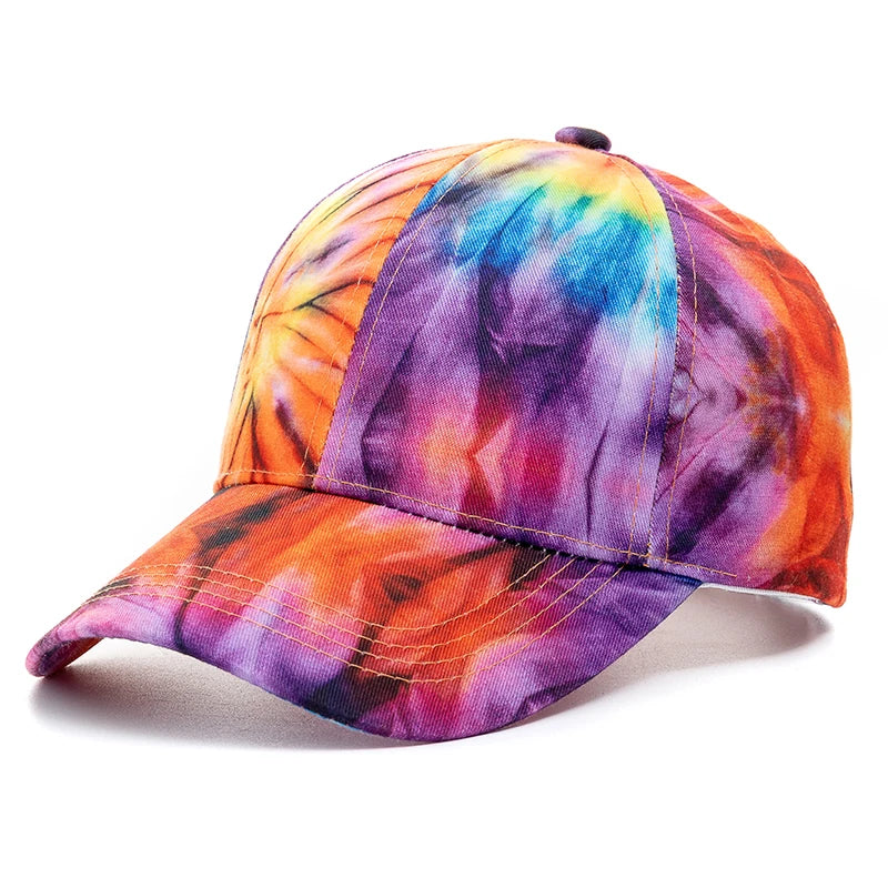 Neue Outdoor Freizeit Tie-Dye Kappe | Damen Regenbogen Bunte Baseballkappe | Streetwear Sommerhut Kaufschwan® Dunkelviolett 56cm-60cm