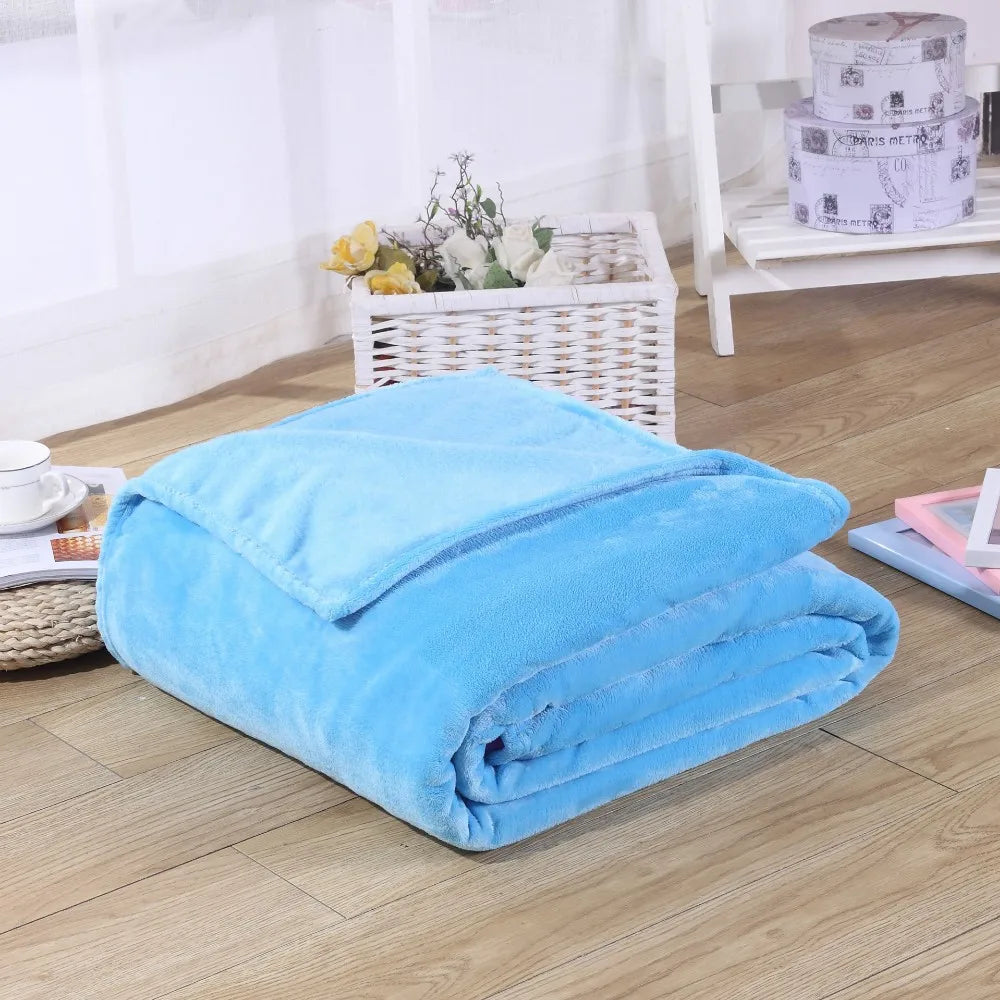 Korallfleece Flanell Decke – Weiche, warme und leichte Bettdecke, Sofabezug, Einfarbig Blau & Rosa Kariert Kunstpelz Kaufschwan®