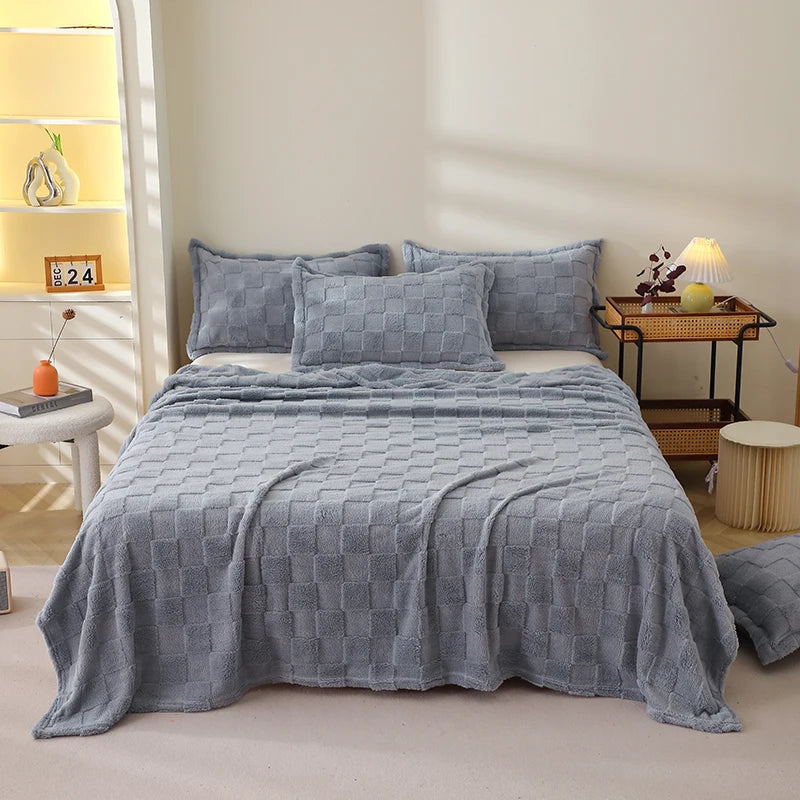 Karierte Weiche Taffeta Fleece Decke – Flauschiger Einfarbiger Bettbezug & Überwurf für Sofa, Bett, Erwachsene, Kinder & Haustiere Kaufschwan®