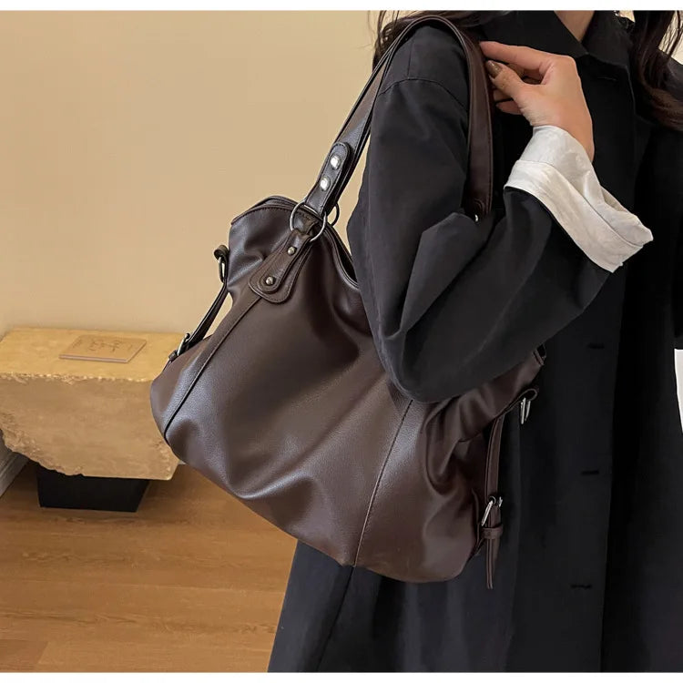 Damen Schultertasche – Hochwertige Kunstleder Handtasche mit Kontrastfarben | Weiches Innenfach & Reißverschluss