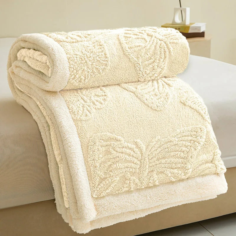 Schmetterlingsmuster Kuscheldecke – Vielseitige Ganzjahresdecke für Sofa & Bettwäsche Zuhause Kaufschwan® Weiß 200x220cm