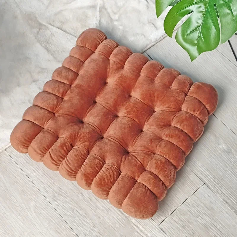Keksförmiges Kissen | Plüschiges Flauschiges Stuhlkissen | Maschinenwaschbar | Studentenkissen | Wohnzimmerdekoration Kaufschwan® Quadratisch Kaffee 40x40cm