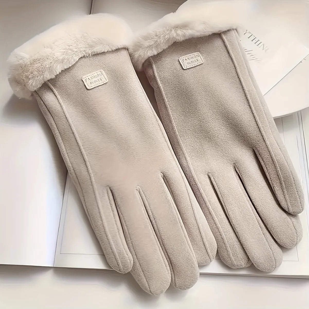 Bequeme Beige Touchscreen Handschuhe – Gefüttert mit Plüsch | Warme Winterhandschuhe für Outdoor & Freizeit Kaufschwan®