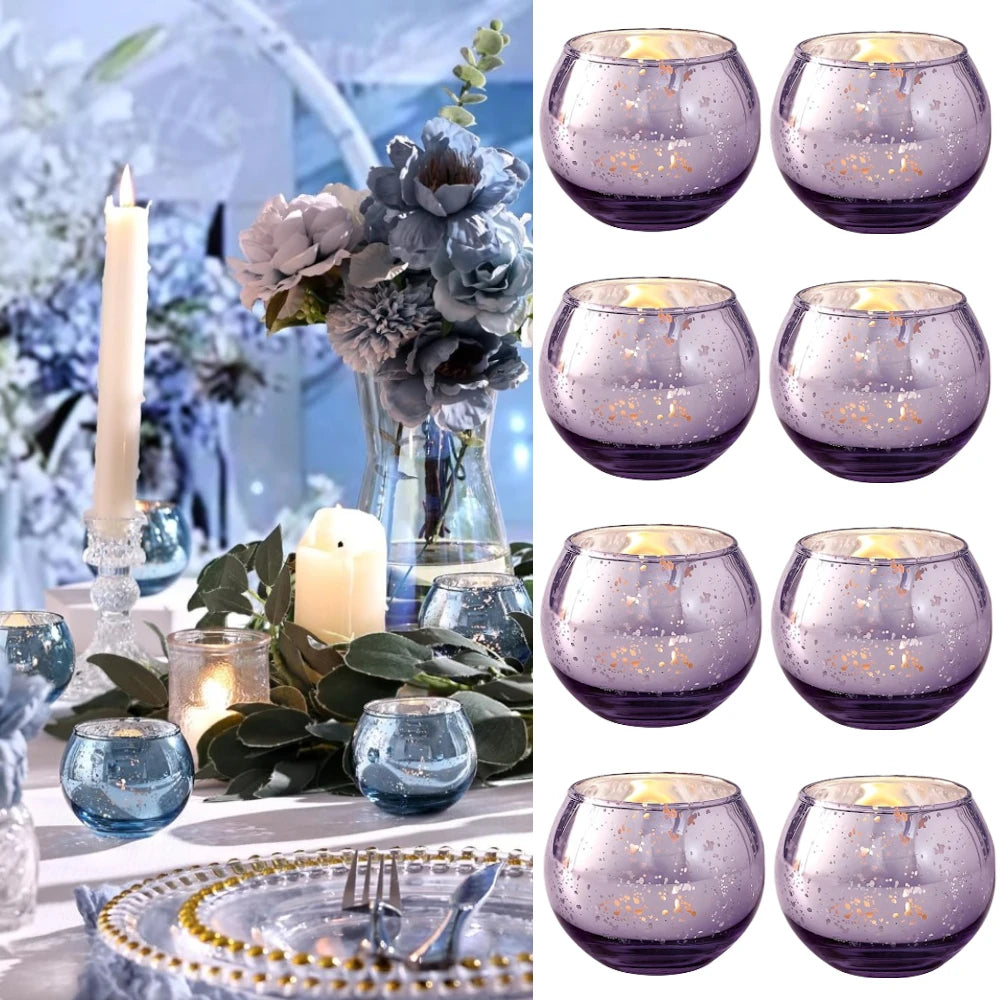 6 / 12 Stück Mercury Glas Teelichthalter – Bunte Kreative Kerzenhalter für Wohndeko, Hochzeit & Party Tischdekoration Kaufschwan®