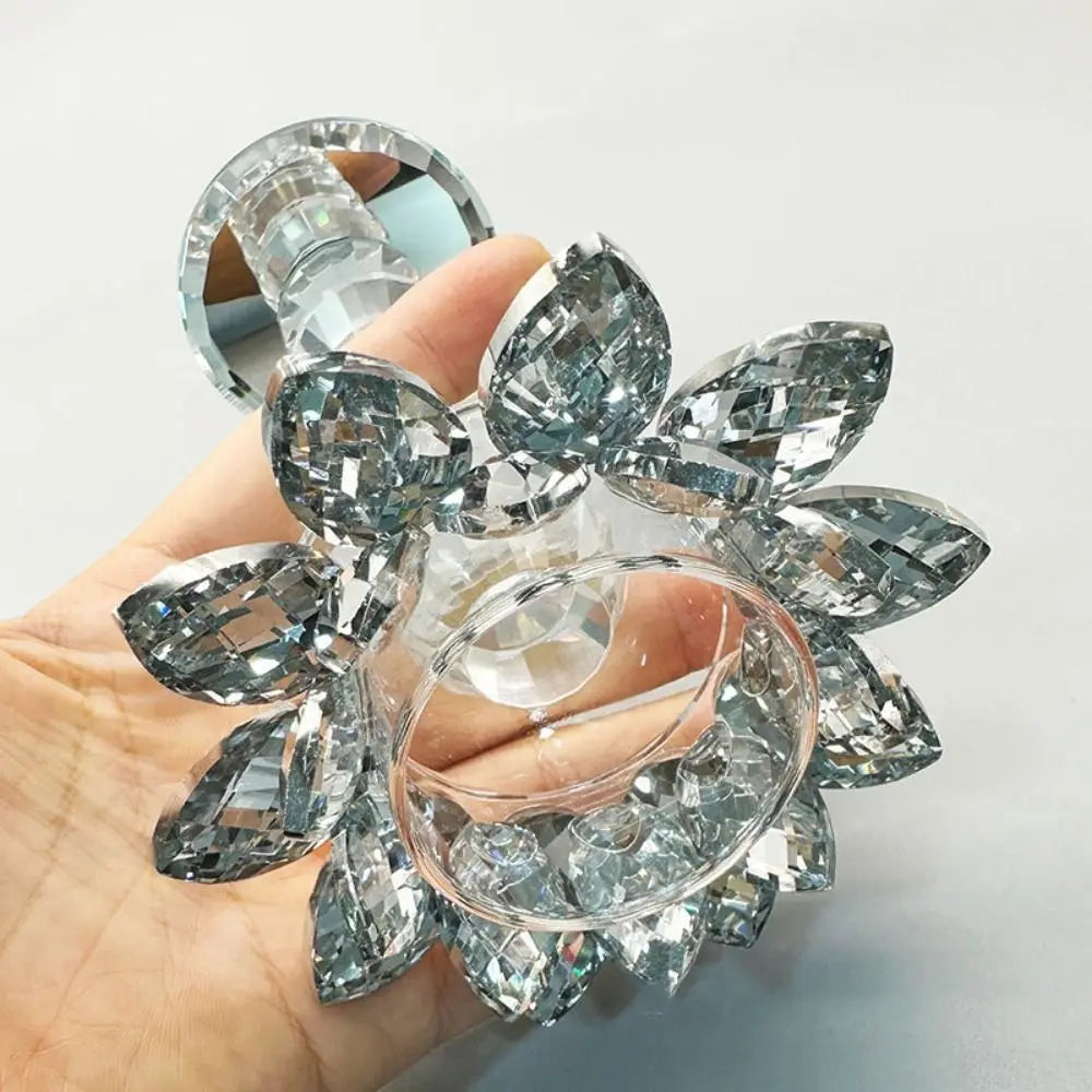 Kristall Lotus Kerzenhalter – Eleganter Klarer Blumen-Teelichthalter mit Flachem Standfuß für Party Dekoration Kaufschwan®