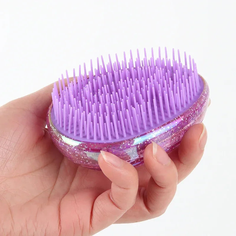 Kleiner Tragbarer Ei-Kamm – Sternenhimmel Design | Antiverknotungs-Haarbürste für Kinder, Reisen & Edge-Styling