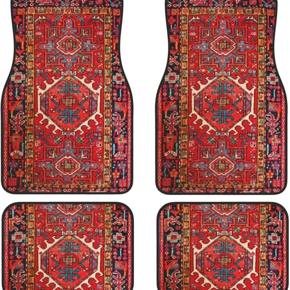 4-teiliges Autoschalenmatten-Set – Robuste Gummirückseite, Persisches Teppichmuster, Schmutzresistenter Bodenschutz Kaufschwan® Motiv 4