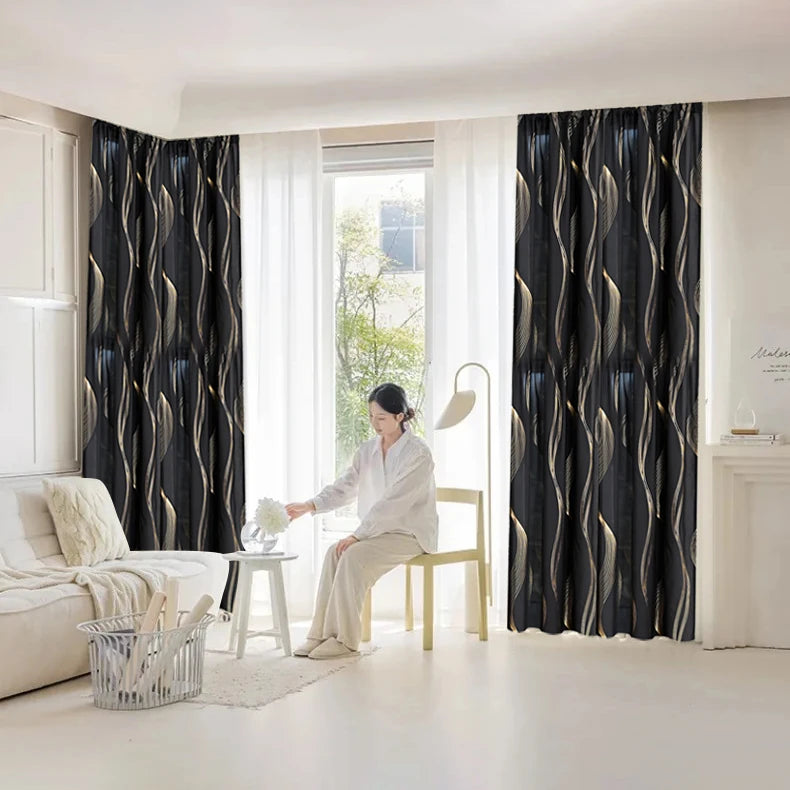 Luxus Marmor Goldfolie Print Vorhang Präzises Design für Wohnzimmer Dekoration Kaufschwan®
