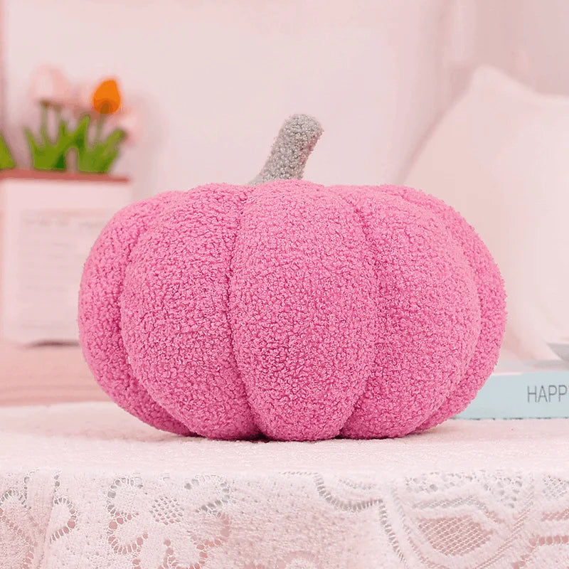 Kürbis Plüschkissen | 3D Kürbis Dekokissen | Herbst Sofakissen & Schlafzimmerkissen Kaufschwan® Rosa 20cm