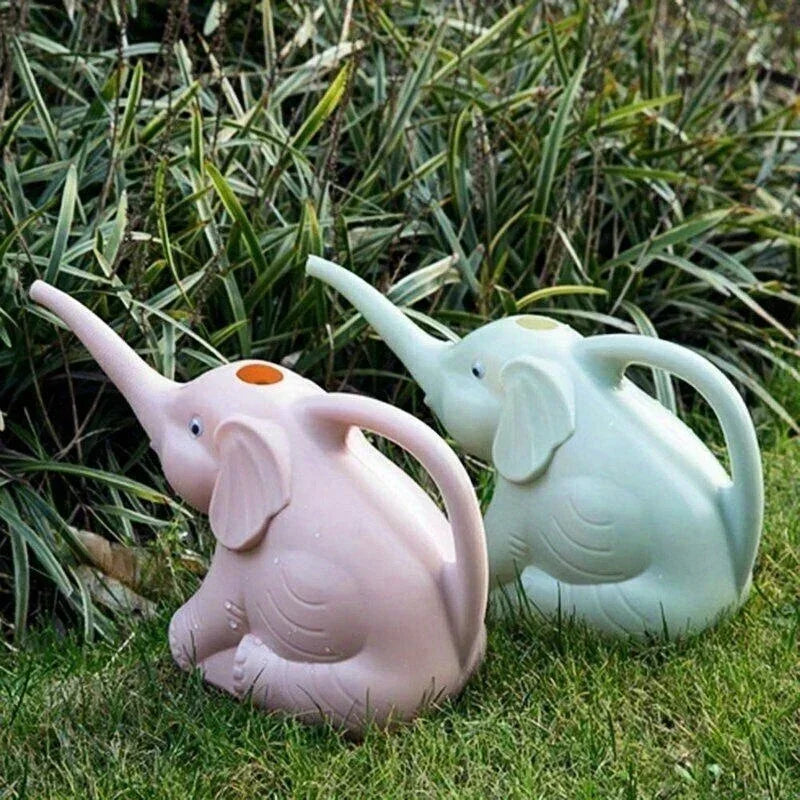 Cartoon Elephant Design Gardening Watering Can Ergonomic Handle Lightweight Plastic Pot for Flower Potted Plant Irrigation Care Kaufschwan®