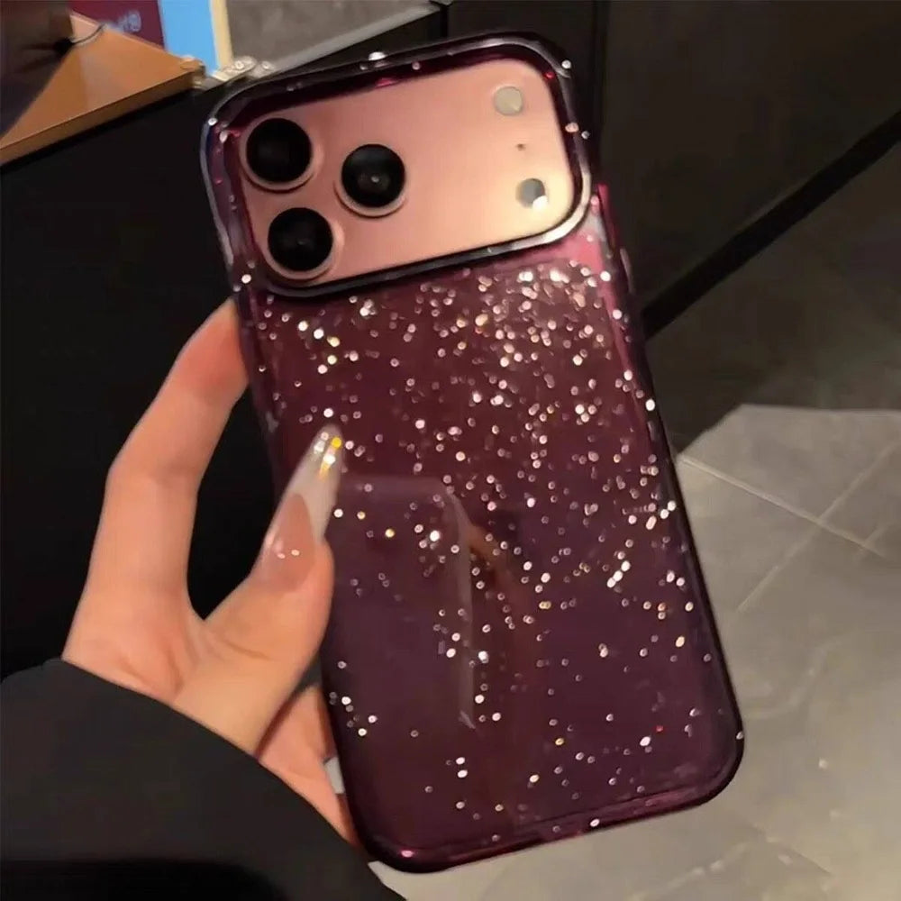 Funkelnde Bordeauxrote Schutzhülle für iPhone 18 Pro & iPhone 18 Pro Max – Transparente Weiche Hülle mit Glitzerdetails Kaufschwan®
