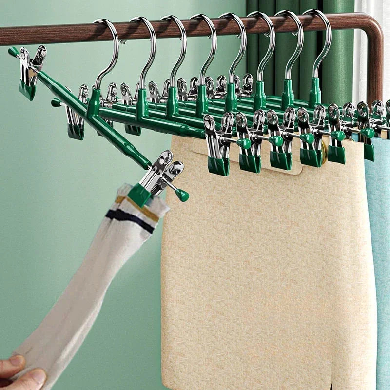 Edelstahl Kleiderbügel mit Hosenclips – Robuste Bügel für Röcke, Hosen und Kleidung Kaufschwan®