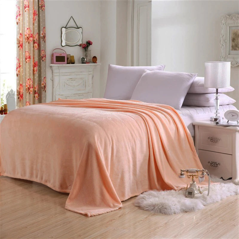 Korallfleece Flanell Decke – Weiche, warme und leichte Bettdecke, Sofabezug, Einfarbig Blau & Rosa Kariert Kunstpelz Kaufschwan®