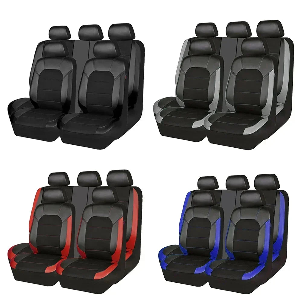 Universelles PU-Leder Autositzbezug-Set – Vollschutz für vorne & hinten, passend für 5-Sitzer Autos & LKWs Kaufschwan®