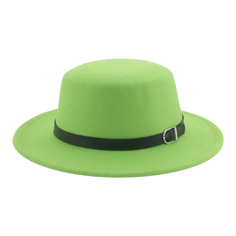 Gefilzter Herren Hut – Einfarbiger Klassischer Fedora mit Gürtelband, Casual & Formeller Winterhut Kaufschwan® Obst grün 56-58cm