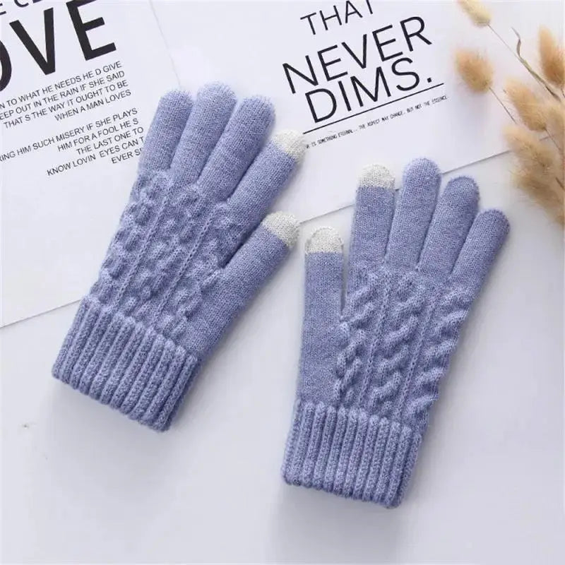 Unisex Winterhandschuhe – Warme Strickhandschuhe mit Fleece-Futter | Touchscreen Vollfinger Handschuhe für Damen & Herren, Fahrrad & Autofahren Kaufschwan® Lila