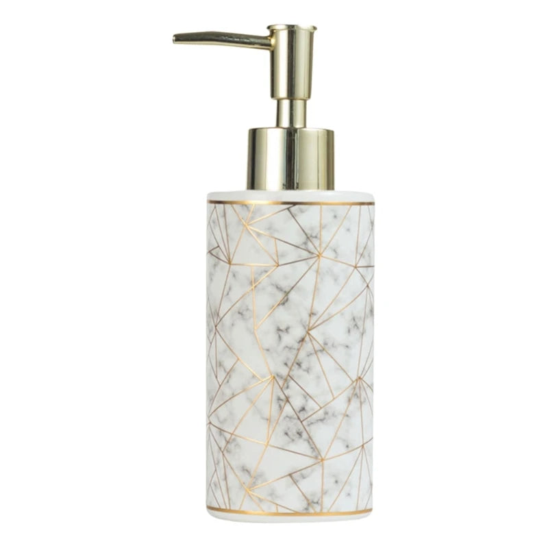 Marmor Keramik Seifenspender – 185mm Höhe, 300ml Wiederverwendbare & Nachfüllbare Lotion- & Duschgel-Flasche Kaufschwan® Weiß