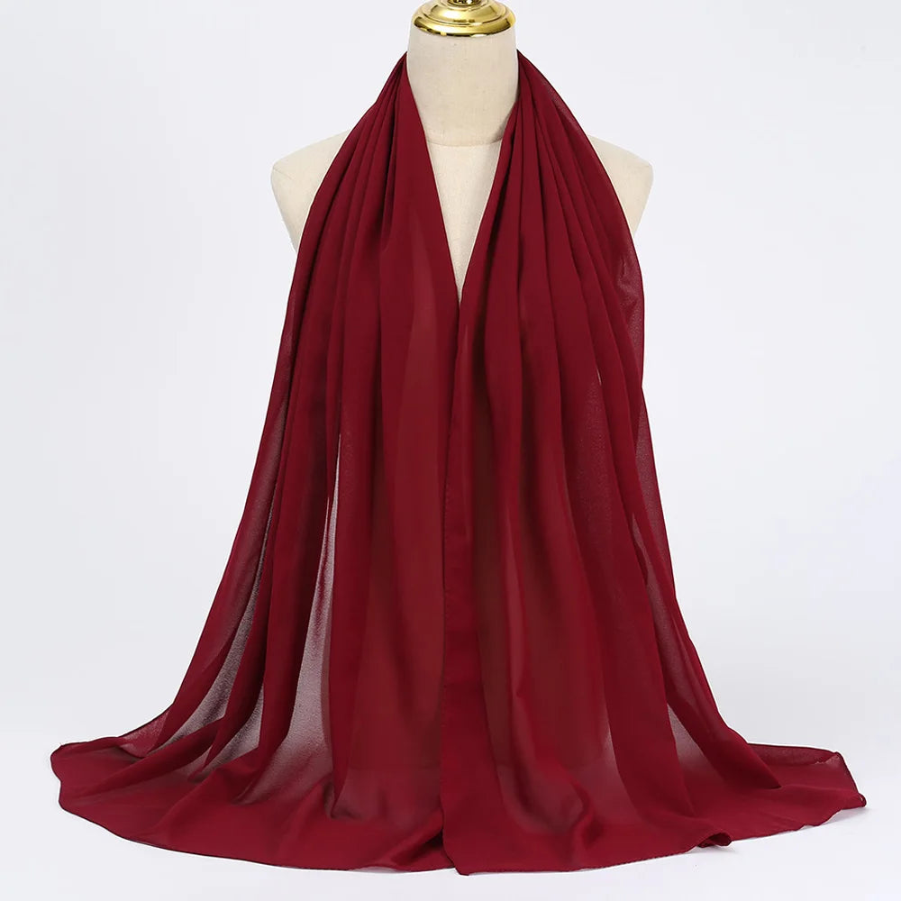 Muslimischer Chiffon Hijab Schal – Damen Langer Einfarbiger Kopf Schal | Eleganter Jersey Schleier & Modisches Umschlagtuch Kaufschwan®