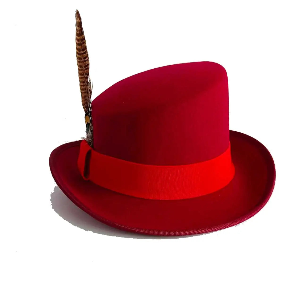 Großer High-Top Fedora Hut – Gentleman Bowler Hut, Britischer Stil, Herbst & Winter, Magic Hat für Herren Kaufschwan® Leuchtendes Rot 60-62CM