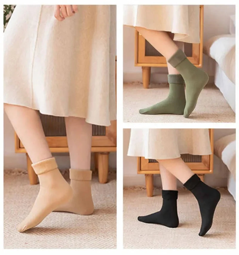 Damen Winter Warme Kurzsocken | Dicke Thermo Kaschmir Wolle Nylon Samt | Gemütliche Haus- & Stiefelsocken (1–20 Paar) Kaufschwan®