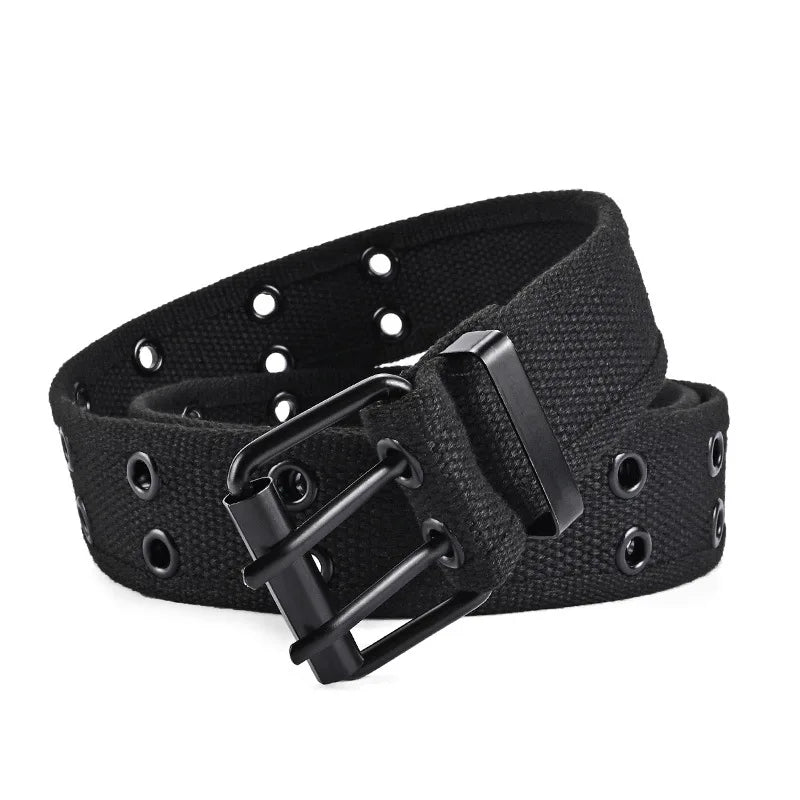 Herren Canvas Gürtel – Schlanker Taktischer Gürtel | Doppeldornschließe Modischer Gürtel für Jeans, Arbeit & Freizeit