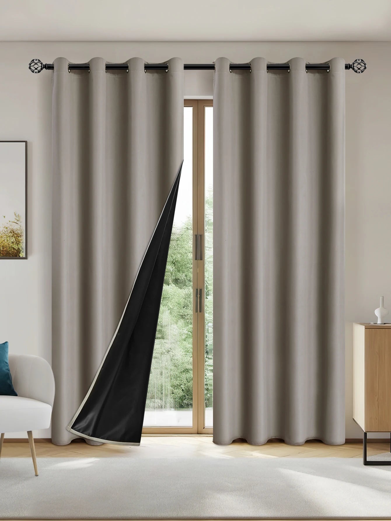 Einfarbiger 100% Verdunkelungsvorhang mit Ösen Voller Sichtschutz für Schlafzimmer Wohnzimmer Kaufschwan®