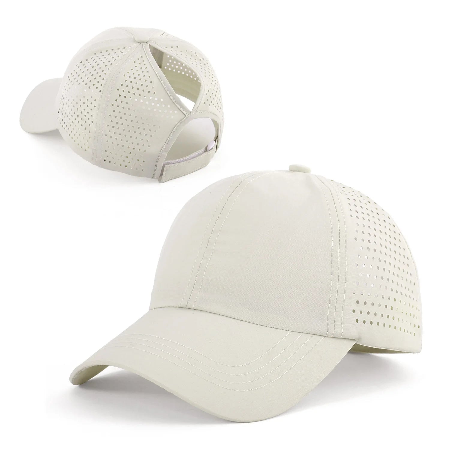 Schnelltrocknender Tongue Hat | Damen & Herren Mesh Atmungsaktive Sommerkappe | UV-Schutz & Ponytail-freundlich Verstellbar Kaufschwan® Beige