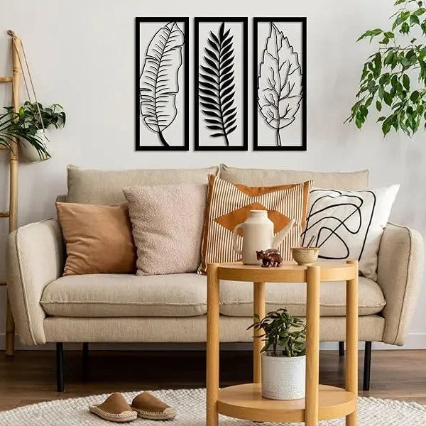 Metall Eisen Blätter Wandbild – Elegante Blatt Wanddekoration für Zuhause