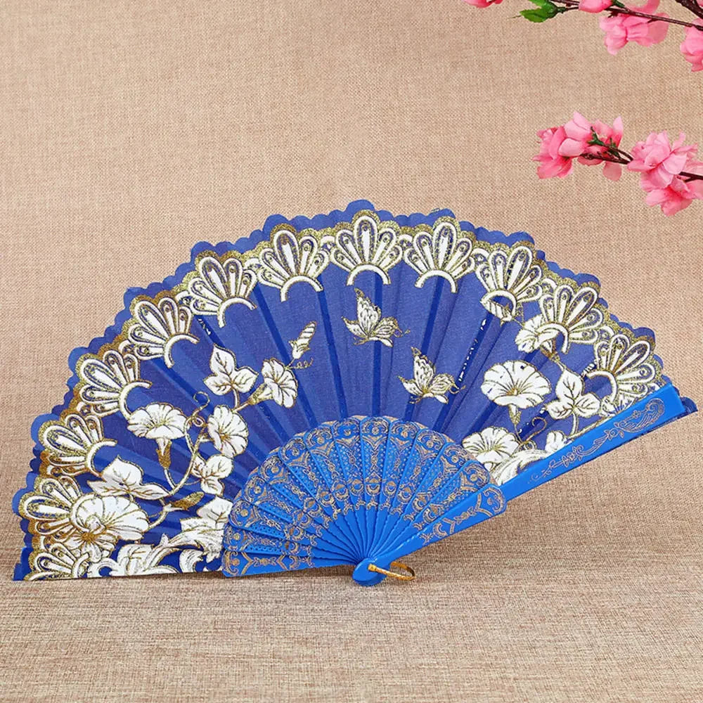 Retro Faltfächer | Kunststoff mit Goldpuder | Weißer Hochzeits- & Partyfächer im Chinesischen Stil Kaufschwan® Design 15