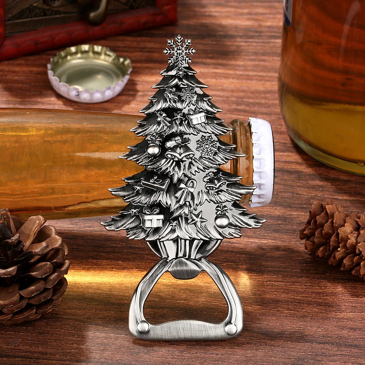 Weihnachtsbaum Flaschenöffner – Bronze/Grau/Gold Geschenk für Männer & Vater Kaufschwan®