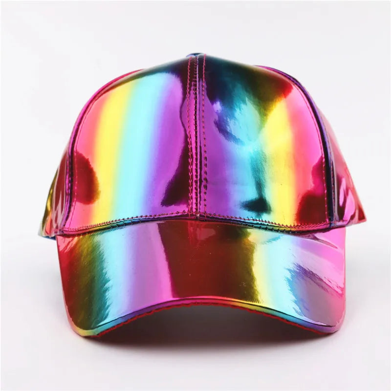 Unisex PU Rainbow Farbwechsel Baseballkappe | Fashion Erwachsenen Laser Hip Hop Kappe | Outdoor Freizeit Snapback Glänzende Party Kappe Kaufschwan®