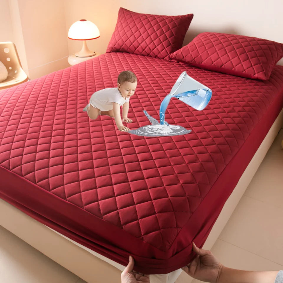 Wasserdichter Matratzenschoner – Anti-Milben, Weich & Atmungsaktiv im Spannbettlaken-Stil | Komfortabler Matratzenbezug (Ohne Kissenbezug) Kaufschwan® Rot 90x200x30cm
