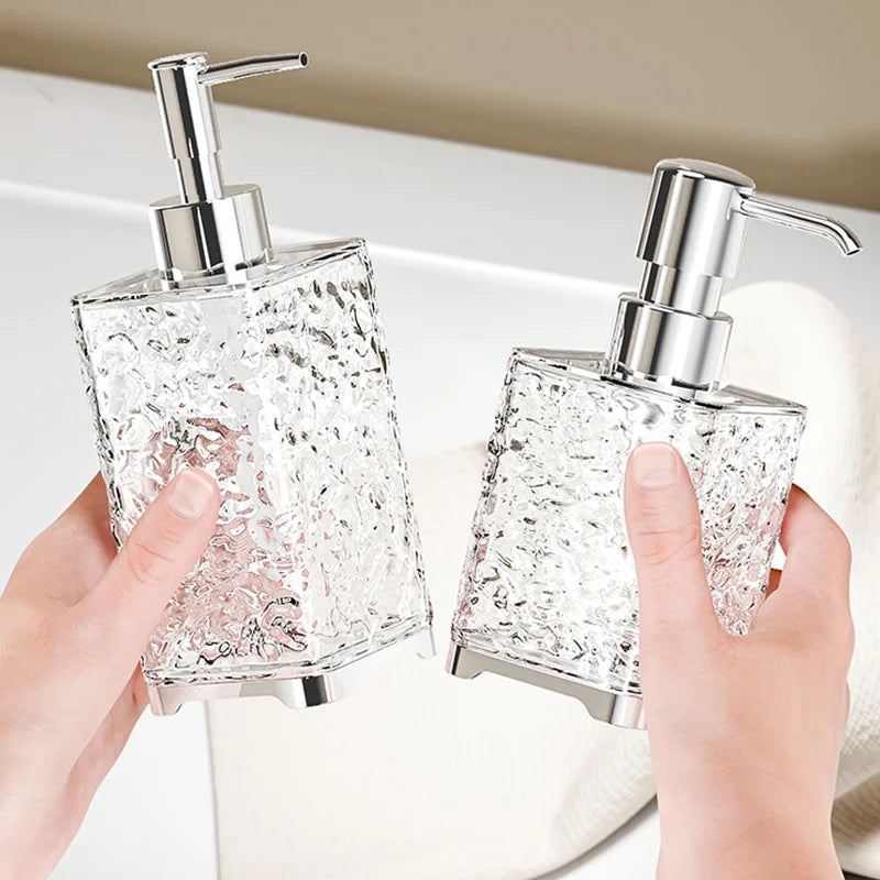 Luxuriöser transparenter Badezimmer-Seifenspender – Wiederverwendbare Handpumpflasche für Duschgel & Flüssigseife Kaufschwan®