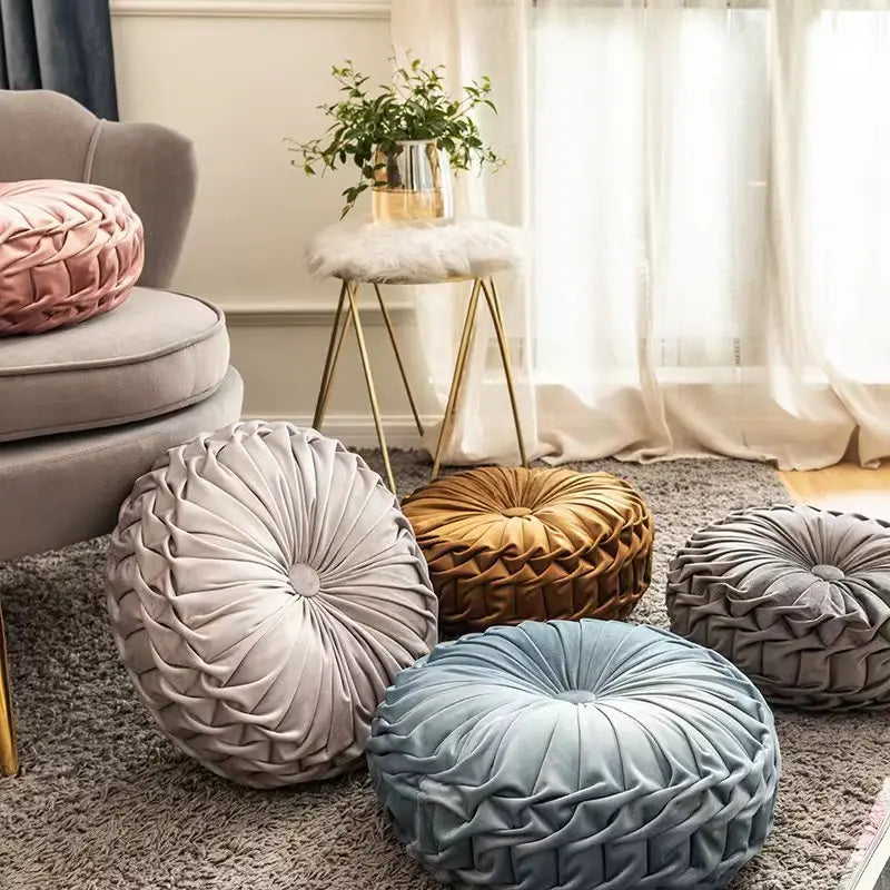 Kürbis Rundes Kissen | Gefaltetes Rad-Kissen | Rücken- & Taillenstütze | Futon Sitzkissen | Gemütliche Stuhl-Dekoration Kaufschwan®