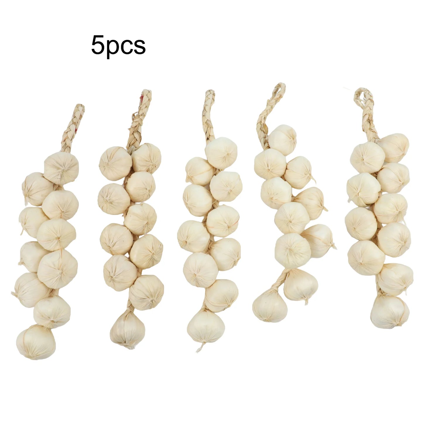 5 Stück Künstliche Knoblauch-Dekoration – Plastik Knoblauchgirlande für Küche, Party, Pub & Restaurant Kaufschwan® Weißer Knoblauch