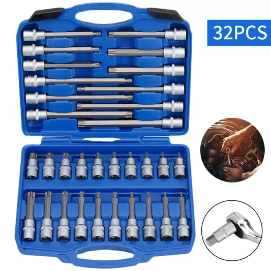 32-teiliges 1/2" Innen Torx Steckschlüssel & Bit Set Auto Reparatur Werkzeug