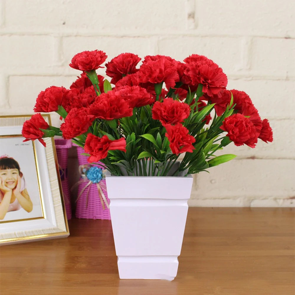 1 Strauß Künstliche Nelken – Realistischer Kunststoff-Blumenstrauß für Zuhause, Terrasse, Garten, Party & Hochzeitsdekoration Kaufschwan®