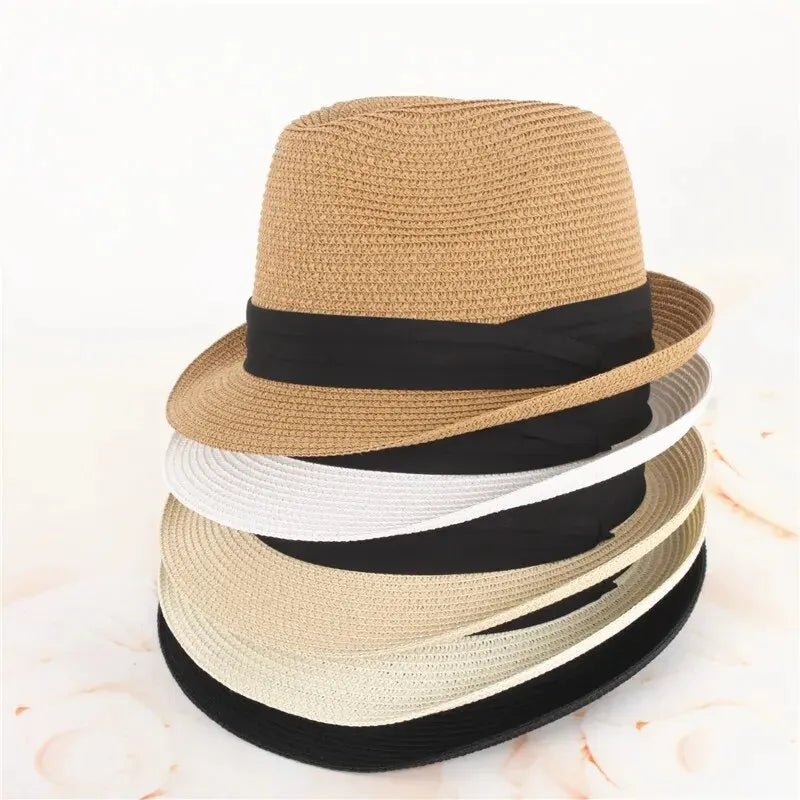 Sommer Sonnenhut Unisex | Panama Stil Strohhut | Strandhut für Urlaub & Outdoor mit Flacher Krone Kaufschwan®