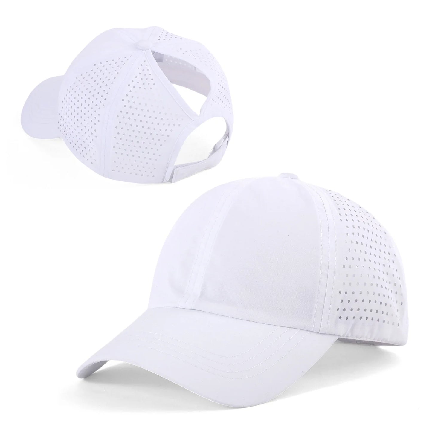 Schnelltrocknender Tongue Hat | Damen & Herren Mesh Atmungsaktive Sommerkappe | UV-Schutz & Ponytail-freundlich Verstellbar Kaufschwan® Weiß