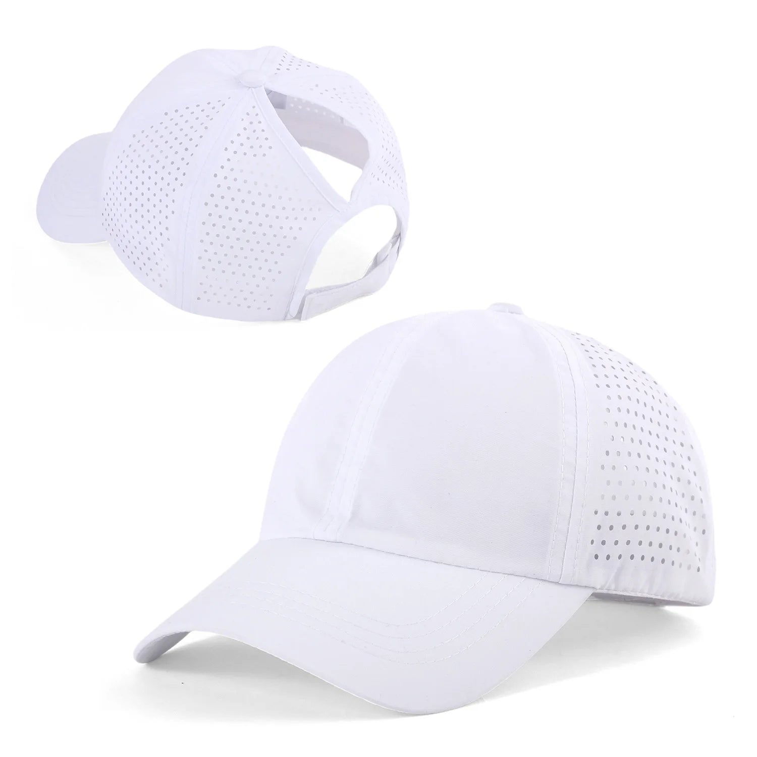 Schnelltrocknender Tongue Hat | Damen & Herren Mesh Atmungsaktive Sommerkappe | UV-Schutz & Ponytail-freundlich Verstellbar Kaufschwan® Weiß