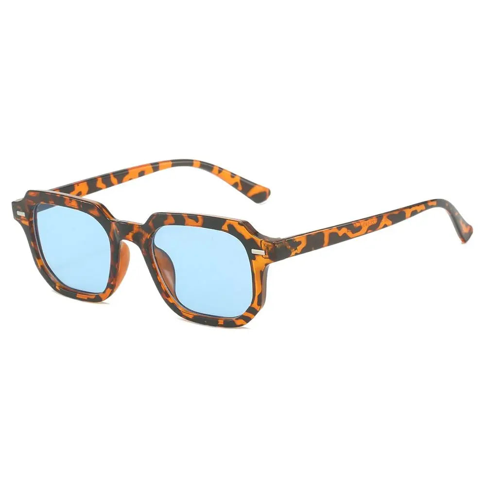 Retro-Sonnenbrille mit Vieleckigem Rahmen – Runde Sonnenbrille mit Nieten, Gestreiften Bügeln und UV400-Schutz zum Autofahren und für Freizeitaktivitäten Kaufschwan® Design 9