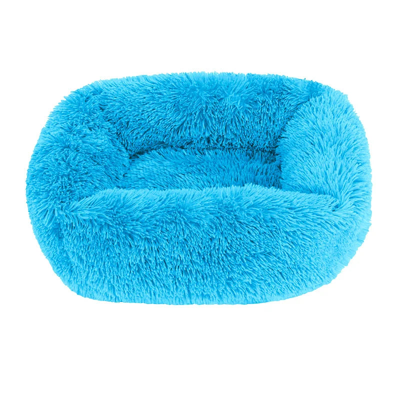 Plüsch Haustierbett Sofa – Flauschiges Kissenkorb Bett für Hunde & Katzen Kaufschwan® Blau 55x45cm