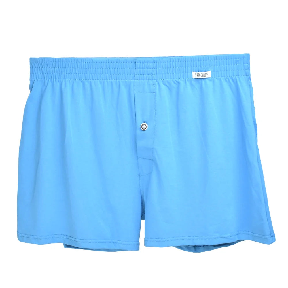 Herren Boxershorts aus Baumwolle – Bequeme Unterwäsche mit Elastischem Bund | Klassische Knopfleiste, Große Größen, Perfekt für Zuhause Kaufschwan® Blau M (50-65kg)